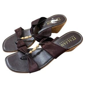 Italian Shoemakers Women's Brown Wedge Sandals size 11